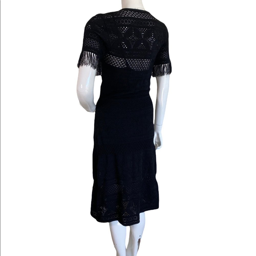 A.L.C. Black Pattern Midi Length A-Line Dress - image 2
